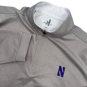 Johnnie-O Sweater Men's 2XL Gray Northwestern Diaz‎ Casual Golf 1/4 Zip Pullover